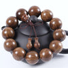 Golden Silk Sandalwood Mala Bracelet — Natural Wood Beads with Carved Blessing Pendant Buddha Tibet