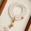White Bodhi Root Mala Bracelet — 108-Bead Buddhist Prayer Beads for Calm & Clarity Buddha Tibet