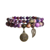 Baum des Lebens Chakra Armband — Tigerauge & Amethyst Edelstein Set