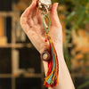 Hand-Painted Thangka Tassel Charm — Bag & Key Pendant with Tibetan Guardian Figures Buddha Tibet