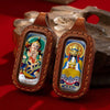 Tibetan Dual-Sided Tsa-Tsa Pendant — Hand-Painted Deity & Guardian Pairs in Leather Casing Buddha Tibet