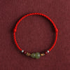 Hetian Jade Gourd Bracelet — Red String with Cinnabar Fortune Bead