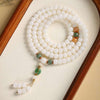 White Bodhi Root Mala Bracelet — 108-Bead Buddhist Prayer Beads for Calm & Clarity Buddha Tibet
