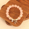 Natural Rose Quartz & Zircon Bracelet — Elegant Beaded Strand for Love & Inner Calm Buddha Tibet