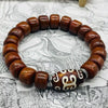 Buddha Tibet Yak Bone Spacer Bracelet - Bodhi, Dzi & Cinnabar