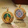 Tibetan Ghau Pendant — Hand-Painted Deity Tsakli in Filigree Brass Buddha Tibet