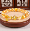Citrine & Tiger Eye Wealth Charm Bracelet — Natural Tower Crystal With Gold Rutile Beads