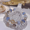 Clear Quartz Bow Bracelet — Delicate Bead Bracelet with Snow Crystal Charm - Buddha Tibet