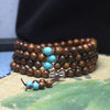 Black Rosewood 108-Bead Mala Bracelet — Natural Wood Prayer Beads in Round, Barrel & Wrap Styles Buddha Tibet