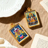 Tibetan Thangka Tsa-Tsa Pendant — Hand-Painted Deity Amulet in Gold-Plated Frame Buddha Tibet