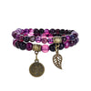 Baum des Lebens Chakra Armband — Tigerauge & Amethyst Edelstein Set