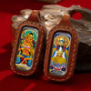 Tibetan Dual-Sided Tsa-Tsa Pendant — Hand-Painted Deity & Guardian Pairs in Leather Casing Buddha Tibet
