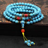 Turquoise 108-Bead Mala Bracelet — Natural Stone Prayer Beads in Green & Blue Turquoise Buddha Tibet