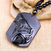 Black Obsidian Wolf Totem Pendant Necklace — Guardian of Strength & Protection