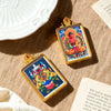 Tibetan Thangka Tsa-Tsa Pendant — Hand-Painted Deity Amulet in Gold-Plated Frame Buddha Tibet