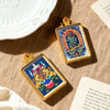 Tibetan Thangka Tsa-Tsa Pendant — Hand-Painted Deity Amulet in Gold-Plated Frame Buddha Tibet