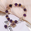 Natural Amethyst Four-Leaf Clover Pendant Bracelet — Crystal Bead Charm for Luck & Calm Buddha Tibet