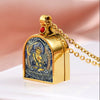 Tibetan Ghau Locket Necklace — Opening Shrine Pendant with Thangka Deity Art Buddha Tibet
