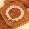 Natural Rose Quartz & Zircon Bracelet — Elegant Beaded Strand for Love & Inner Calm Buddha Tibet