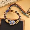 Hand - Painted Dzakri Lhamo Thangka Bracelet — Tibetan Wealth Goddess Woven Charm - Fully Hand - Painted Dzakri LhamoBuddha Tibet