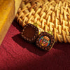 1cm Micro Tsa-Tsa Thangka Pendant — Hand-Painted Deity in Square Leather Casing Buddha Tibet