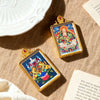 Tibetan Thangka Tsa-Tsa Pendant — Hand-Painted Deity Amulet in Gold-Plated Frame Buddha Tibet
