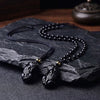 Black Obsidian Pixiu Necklace — Wealth Protection and Personal Feng Shui Charm - Buddha Tibet xd00096