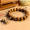 Liudao Wood Mala Bracelet — Six-Path Buddhist Prayer Beads in Natural Aged Hardwood Buddha Tibet