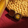 1cm Micro Tsa-Tsa Thangka Pendant — Hand-Painted Deity in Square Leather Casing Buddha Tibet