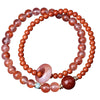 Nanhong Agate Double Wrap Bracelet - Icy Red, Warm Contrast