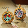 Tibetan Ghau Pendant — Hand-Painted Deity Tsakli in Filigree Brass Buddha Tibet