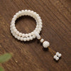 White Bodhi Root Mala Bracelet — 108-Bead Buddhist Prayer Beads for Calm & Clarity Buddha Tibet