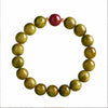 Green Sandalwood Mala Bracelet with Cinnabar & Agate — Natural Wood Beads for Grounding & Intention Buddha Tibet