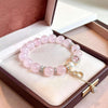 Rose Quartz Gourd Bead Bracelet — Natural Crystal Charm for Love & Good Fortune Buddha Tibet
