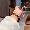 Pomegranate Red Bead Bracelet — Guardian Buddha Charm, Pure Red