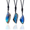 Buddha Tibet Drilled Labradorite Leaf Necklace - Blue Flash