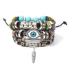 Turquoise Evil Eye Leather Wrap Bracelet - Layered Protection