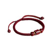Purple Goldstone Cinnabar Mantra Bracelet — Om Mani Padme Hum Woven Red Rope - Wine Red — Mantra Barrel Beads with Gold SpacersBuddha Tibet