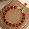 Red Agate Fu Character Bracelet — Rabbit Charm, Fortune On a Red Cord