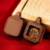 Miniature Thangka Leather Pendant — Hand-Painted Tibetan Deity Charm Buddha Tibet