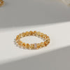 Eastern Sea Citrine Crystal Bracelet — Natural Yellow Tower Stone With Zircon Charm