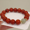 South Red Agate & Jadeite Bold Bead Bracelet — Red Agate's Warmth, Jade's Cool Calm