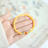 Turquoise, Red Agate & Yellow Jade Bead Bracelet — Three Stones, One Quiet Harmony
