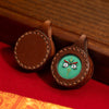 Miniature Thangka Leather Pendant — Hand-Painted Tibetan Deity Charm Buddha Tibet