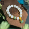 Xinjiang Gold-Silk Jade Pumpkin Bead Bracelet — Natural Gobi Desert Stone, Unisex Buddha Tibet