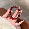 Pomegranate Red Bead Bracelet — Guardian Buddha Charm, Pure Red