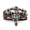 Turquoise Evil Eye Leather Wrap Bracelet - Layered Protection