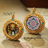 Tibetan Ghau Pendant — Hand-Painted Deity Tsakli in Filigree Brass Buddha Tibet