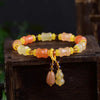 Xinjiang Gold-Thread Jade Bracelet — Bamboo Node & Barrel Bead Styles Buddha Tibet