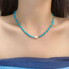 Freshwater Pearl and Turquoise Bracelet - Bright Blue, Soft Luster
